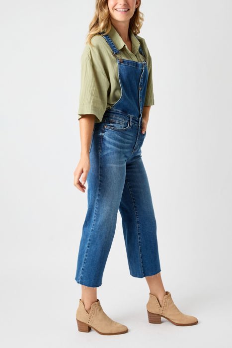 Judy Blue High Waist Wide Leg Crop Overall Denim 88676