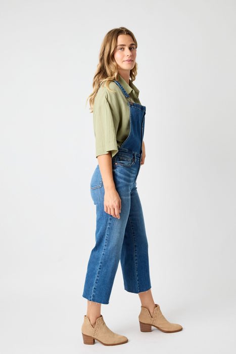 Judy Blue High Waist Wide Leg Crop Overall Denim 88676