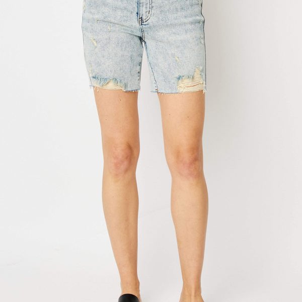 Judy Blue High Waist Mineral Wash Destroy Boyfriend Denim Short 150250