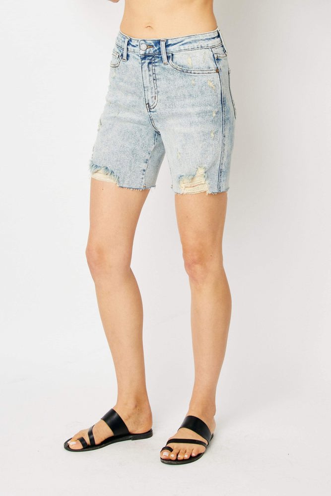 Judy Blue High Waist Mineral Wash Destroy Boyfriend Denim Short 150250