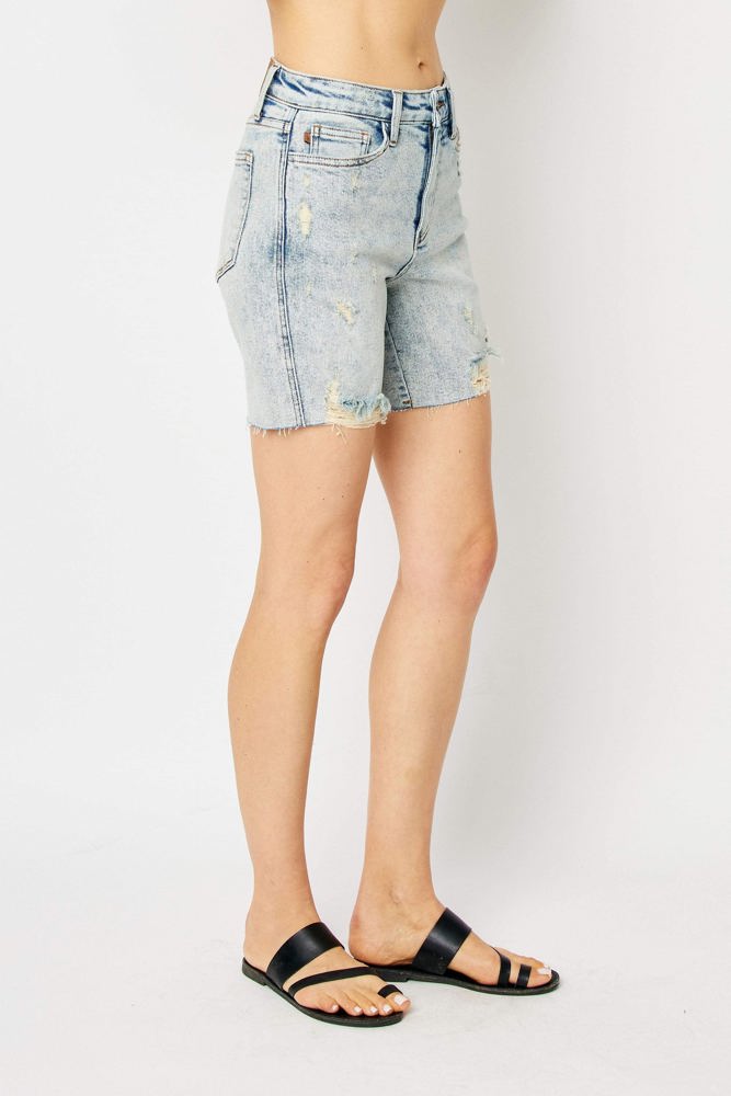 Judy Blue High Waist Mineral Wash Destroy Boyfriend Denim Short 150250