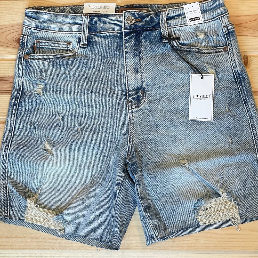 Judy Blue High Waist Mineral Wash Destroy Boyfriend Denim Short 150250