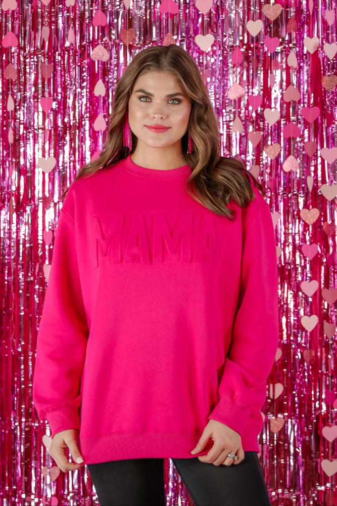 Jess Lea Mama Embossed Sweatshirt, Pink