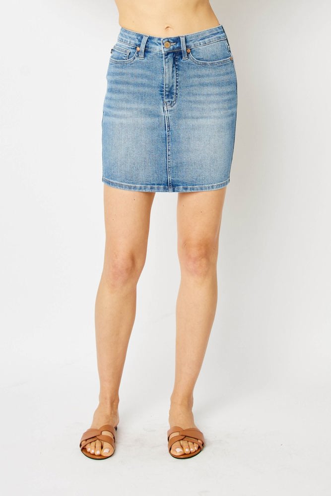 Judy Blue High Waist Tummy Control Denim Skirt 2819