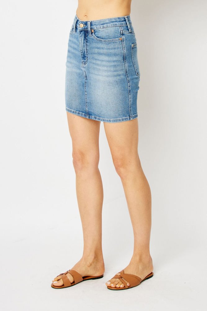 Judy Blue High Waist Tummy Control Denim Skirt 2819