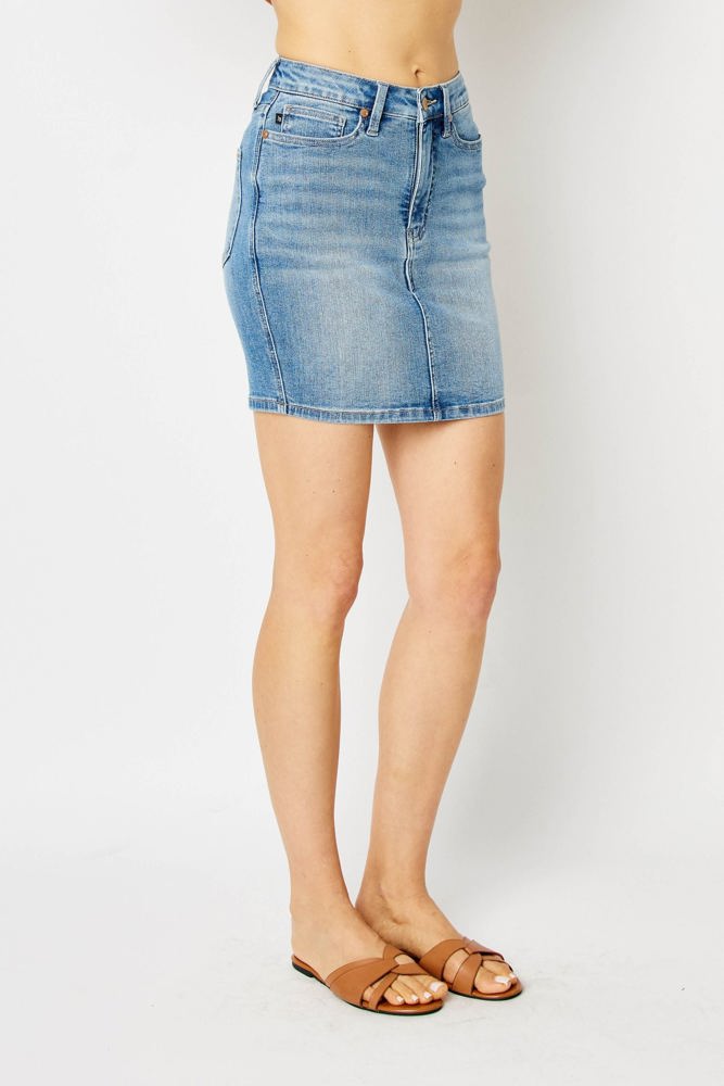 Judy Blue High Waist Tummy Control Denim Skirt 2819