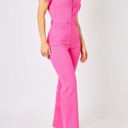  Judy Blue High Waist Garment Dyed Hot Pink Short Sleeve Straight Denim Jumpsuit 88834