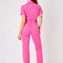  Judy Blue High Waist Garment Dyed Hot Pink Short Sleeve Straight Denim Jumpsuit 88834