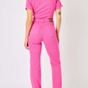  Judy Blue High Waist Garment Dyed Hot Pink Short Sleeve Straight Denim Jumpsuit 88834