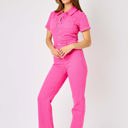  Judy Blue High Waist Garment Dyed Hot Pink Short Sleeve Straight Denim Jumpsuit 88834