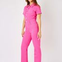  Judy Blue High Waist Garment Dyed Hot Pink Short Sleeve Straight Denim Jumpsuit 88834