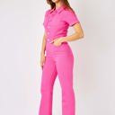  Judy Blue High Waist Garment Dyed Hot Pink Short Sleeve Straight Denim Jumpsuit 88834