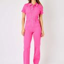  Judy Blue High Waist Garment Dyed Hot Pink Short Sleeve Straight Denim Jumpsuit 88834