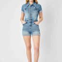  Judy Blue High Waist Short Sleeve Denim Romper 150244