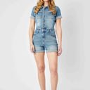  Judy Blue High Waist Short Sleeve Denim Romper 150244