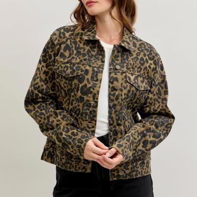 Judy Blue Boyfriend Leopard Print Denim Jacket 7885