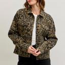  Judy Blue Boyfriend Leopard Print Denim Jacket 7885