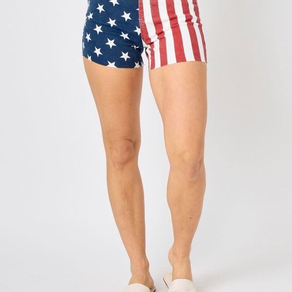 Judy Blue High Waist American Flag Fray Hem Denim Short 150273