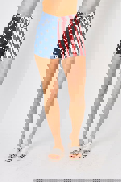 Judy Blue High Waist American Flag Fray Hem Denim Short 150273