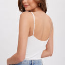  Wishlist Scoop Neck Ribbed Bodysuit with Double Straps, Ivory