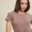  Wishlist Cotton-Blend Short Sleeve Thong Bodysuit, Chocolate