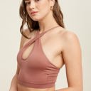  Wishlist Seamless Scoop Neck Bralette with Crossback, Red Bean