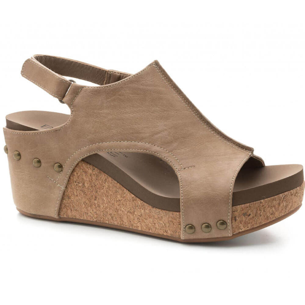 Corky's Carley Wedge, Taupe Smooth