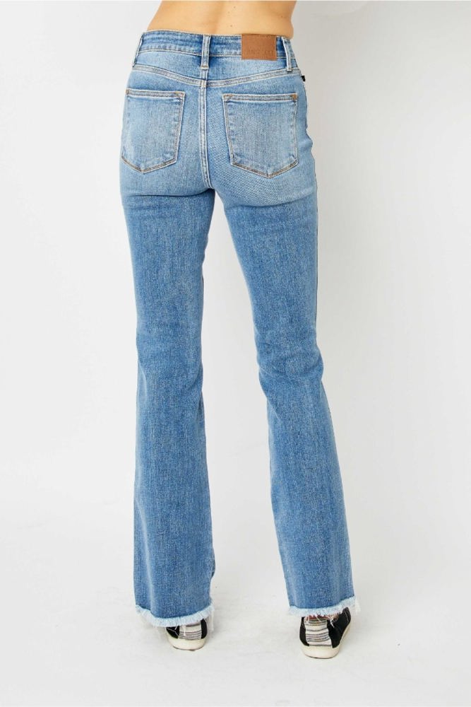 Judy Blue High Waist Destroy Fray Hem Bootcut Denim 82542