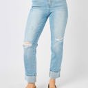  Judy Blue Mid Rise Flag Cuff Boyfriend Denim 88723