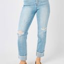  Judy Blue Mid Rise Flag Cuff Boyfriend Denim 88723 - Plus