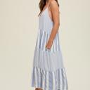  Wishlist Tiered Multi-Striped Midi Dress, Blue