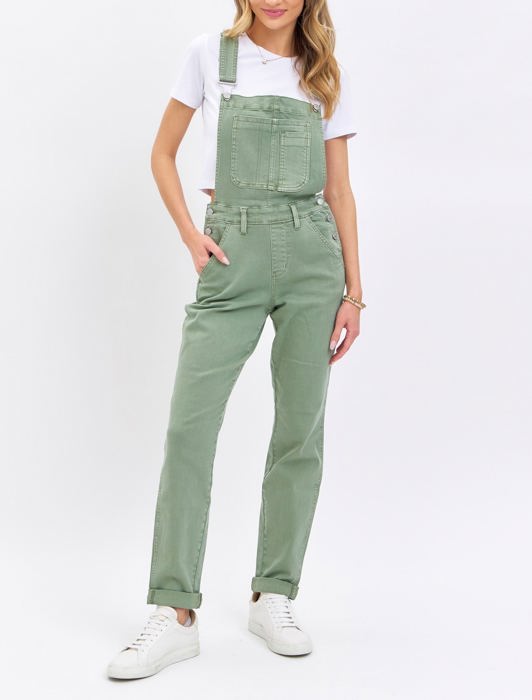 Judy Blue High Waist Garment Dyed Sage Boyfriend Overall Denim 88840