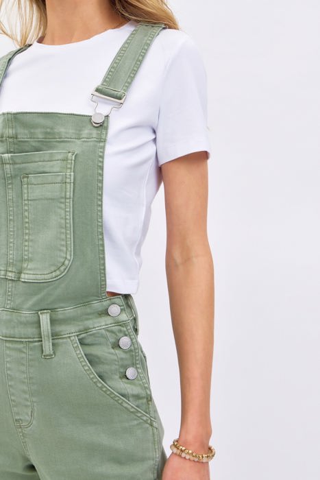 Judy Blue High Waist Garment Dyed Sage Boyfriend Overall Denim 88840