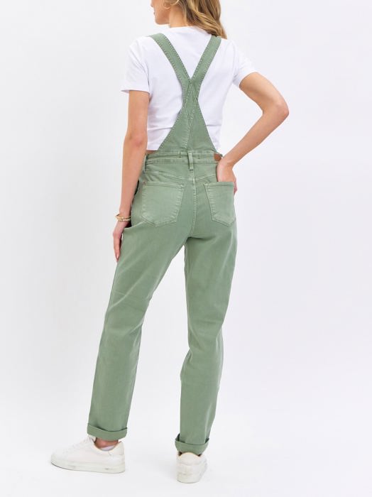 Judy Blue High Waist Garment Dyed Sage Boyfriend Overall Denim 88840