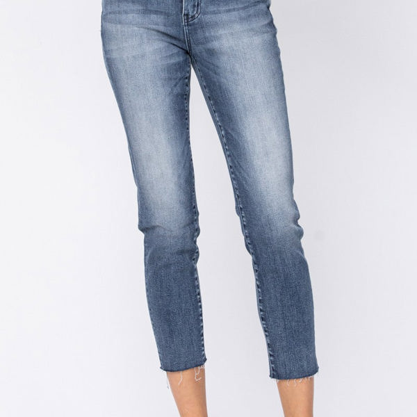 Judy Blue High Waist Raw Hem Relaxed Fit Denim 88191