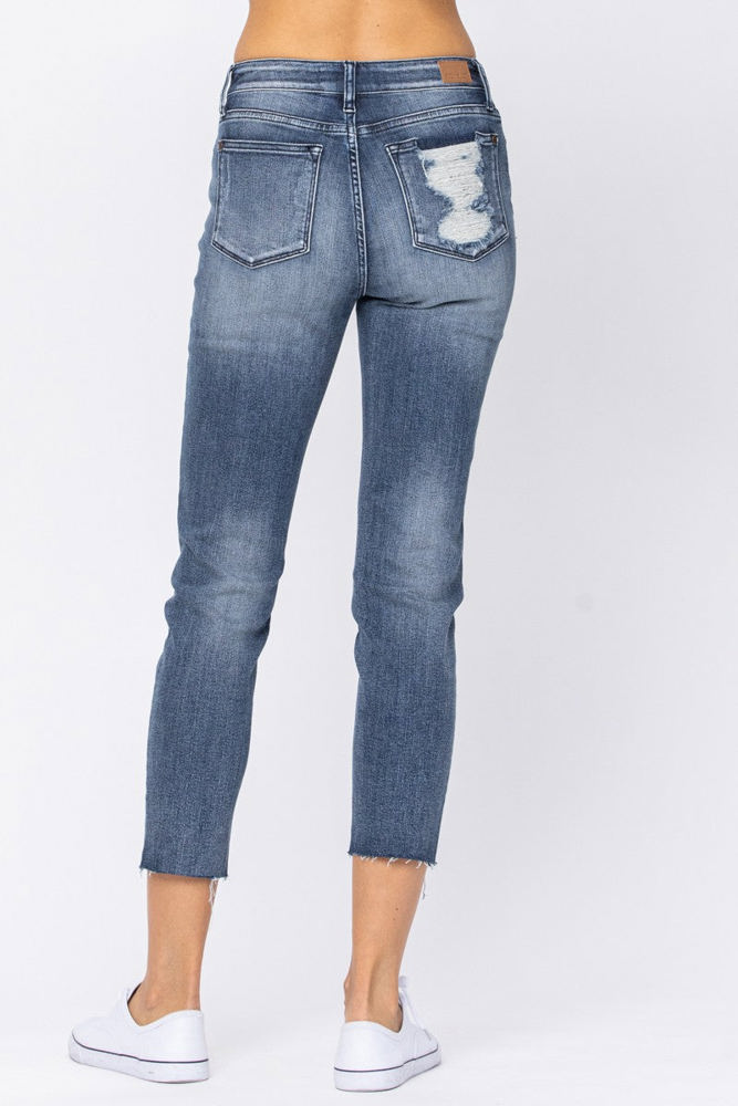 Judy Blue High Waist Raw Hem Relaxed Fit Denim 88191 - Plus