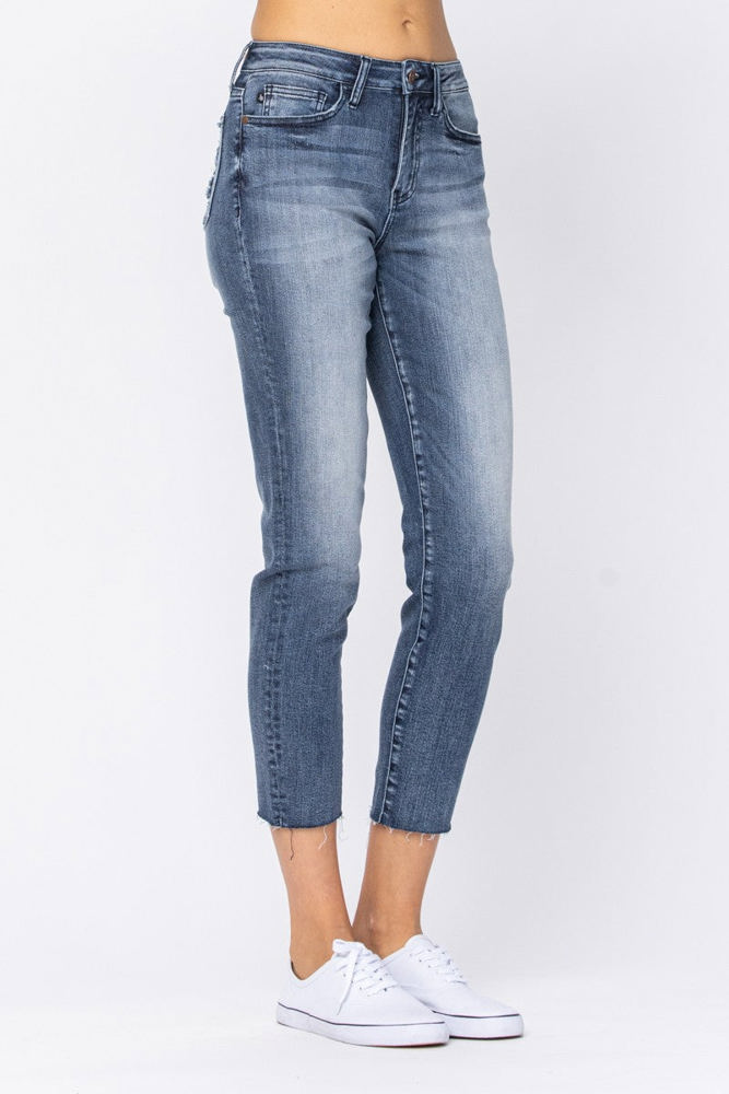 Judy Blue High Waist Raw Hem Relaxed Fit Denim 88191