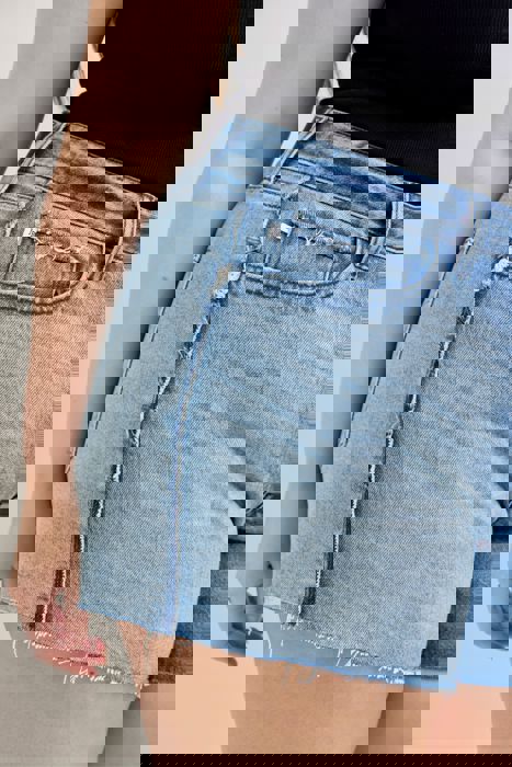 Judy Blue High Waist Rigid Magic Raw Side Seams Denim Short 150368