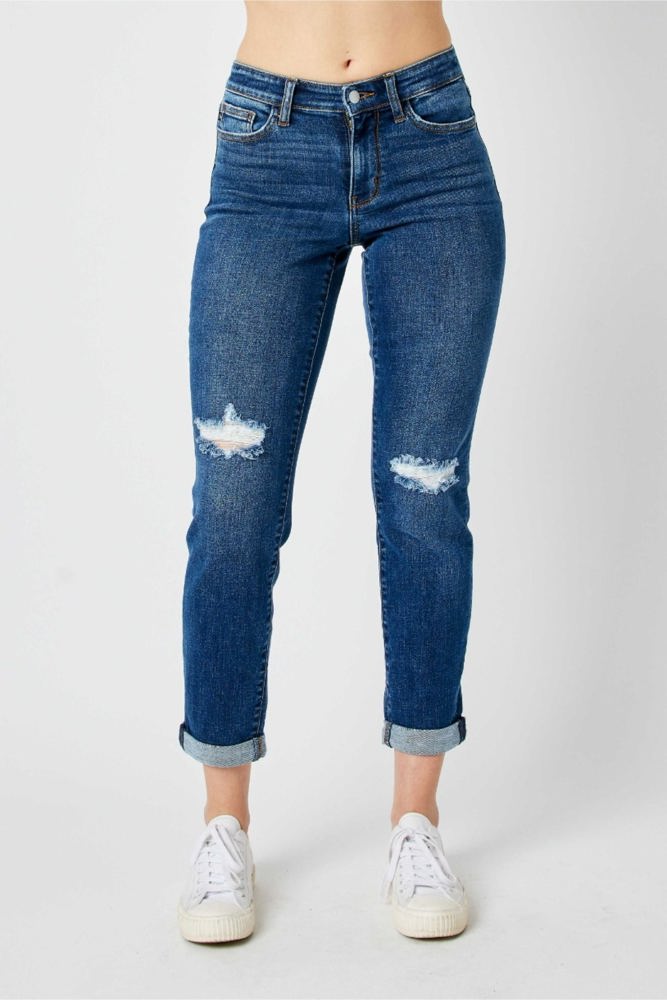 Judy Blue Mid Rise Destroy Slim Denim 82607