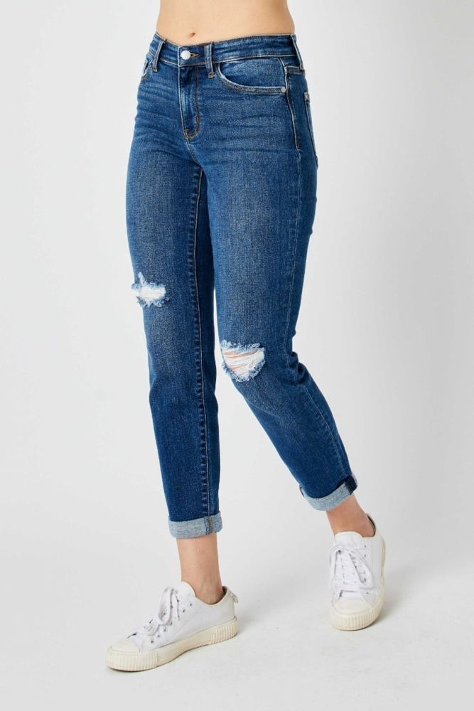 Judy Blue Mid Rise Destroy Slim Denim 82607 - Plus