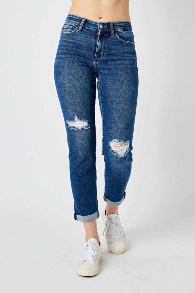 Judy Blue Mid Rise Destroy Slim Denim 82607 - Plus