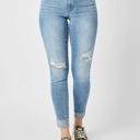  Judy Blue Mid Rise Destroy & Cuff Skinny Denim 82528 - Plus