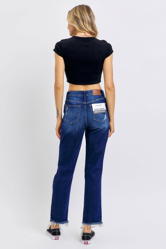 Judy Blue High Waist Rigid Magic Heavy Destroy Straight Jeans 88819