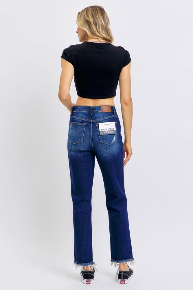 Judy Blue High Waist Rigid Magic Heavy Destroy Straight Jeans 88819