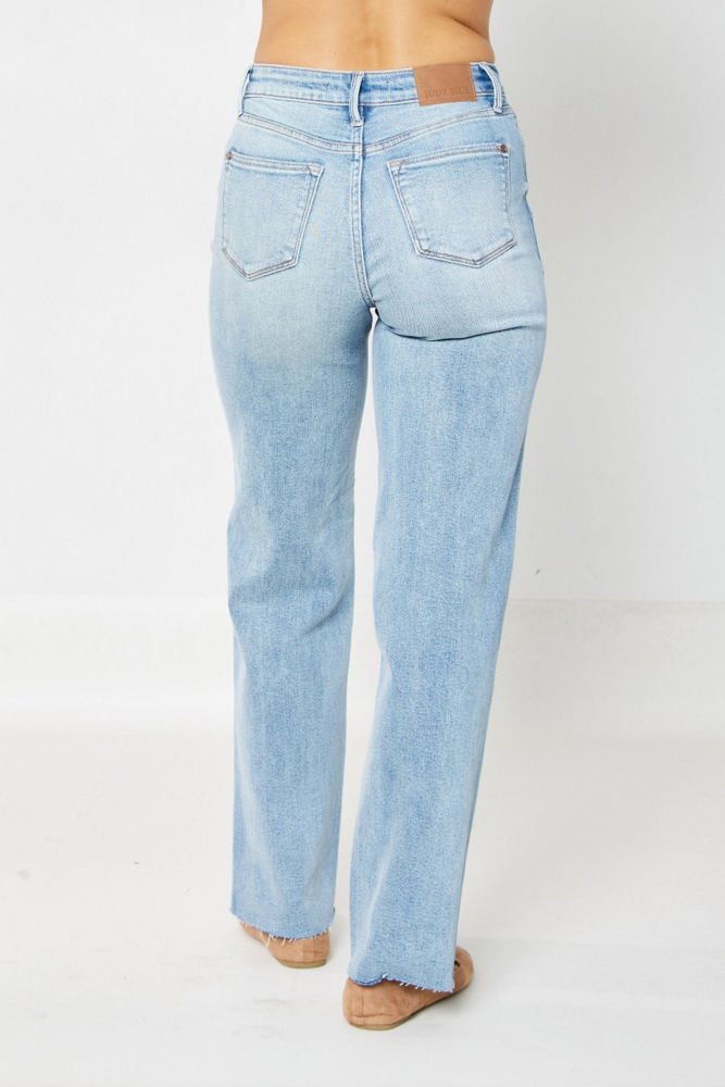 Judy Blue High Waist Rigid Magic Destroy 90's Rainbow Thread Straight Jeans 88671 - Plus