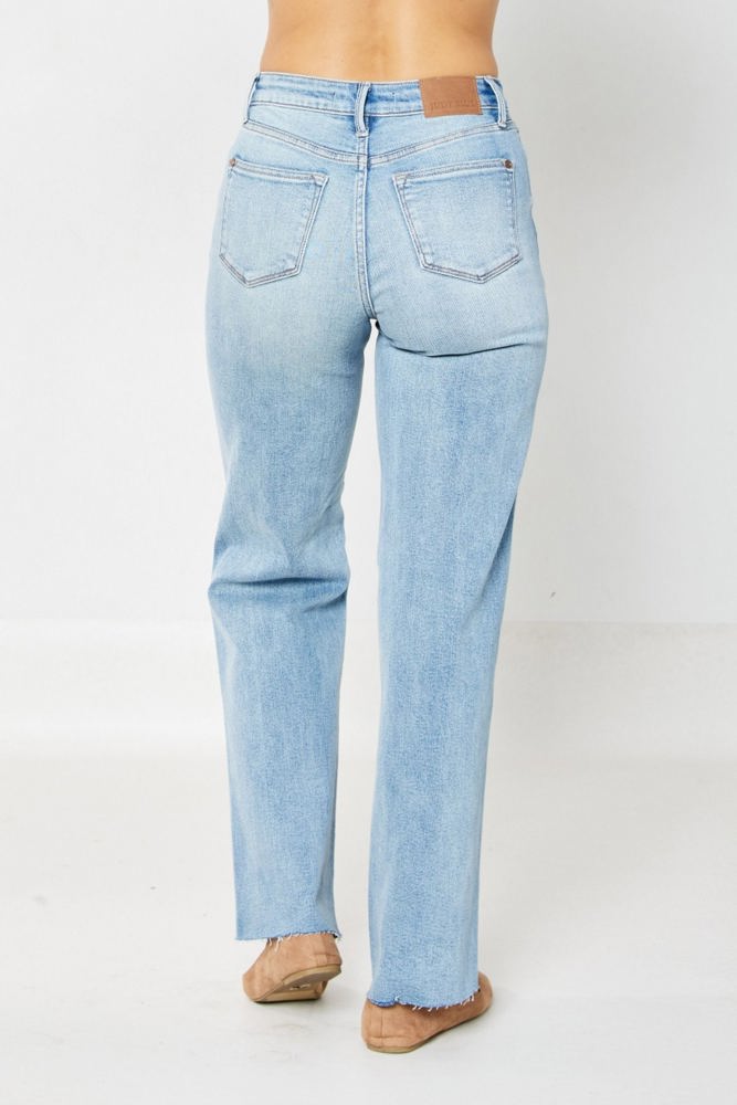 Judy Blue High Waist Rigid Magic Destroy 90's Rainbow Thread Straight Jeans 88671