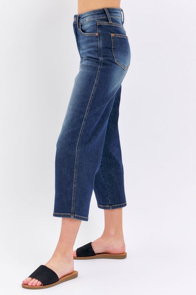 Judy Blue Mid Rise Tummy Control Wide Leg Crop Denim 88876-Plus