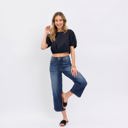  Judy Blue Mid Rise Tummy Control Wide Leg Crop Denim 88876-Plus