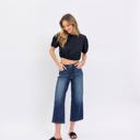  Judy Blue Mid Rise Tummy Control Wide Leg Crop Denim 88876-Plus