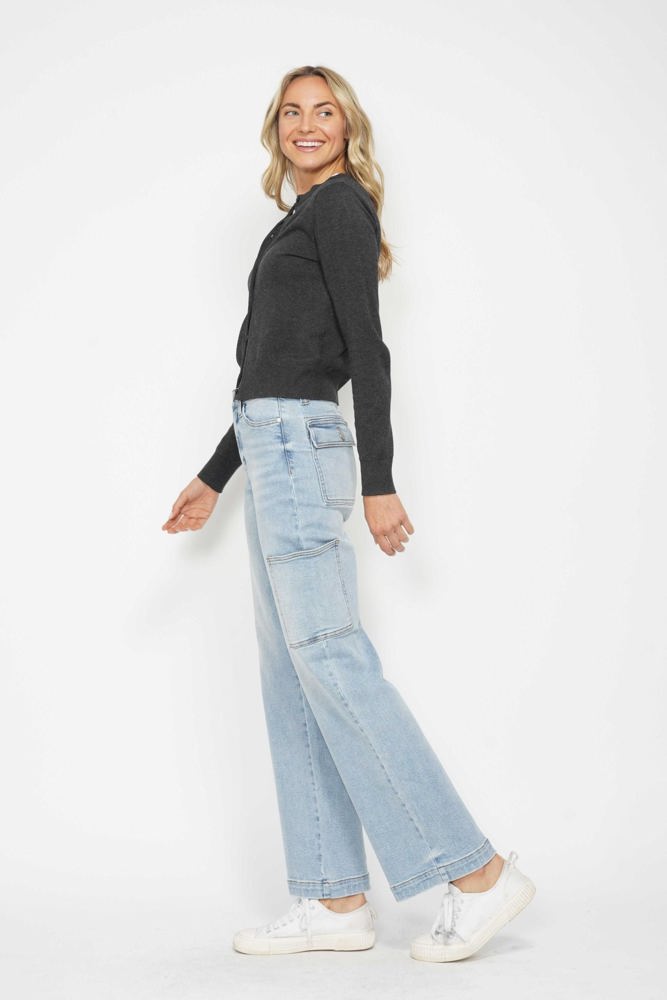 Judy Blue High Waist Cargo Wide Leg Denim 88924